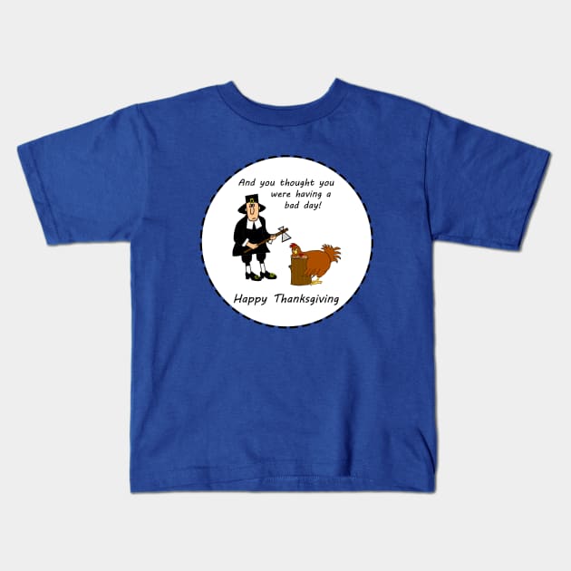 Happy Thanksgiving Pilgrim Kids T-Shirt by 2HivelysArt